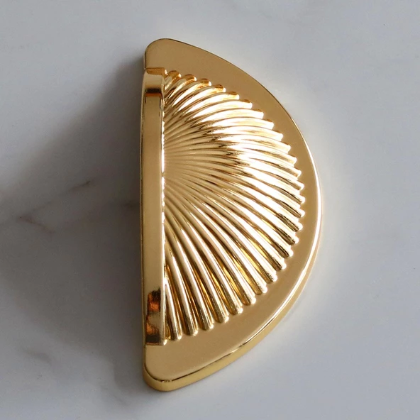 Yelken Midye Tas Çanak 64 mm Düğme Altın Gold Mobilya Mutfak Dolabı Çekmece Dolap Kulpları Kulb - 7
