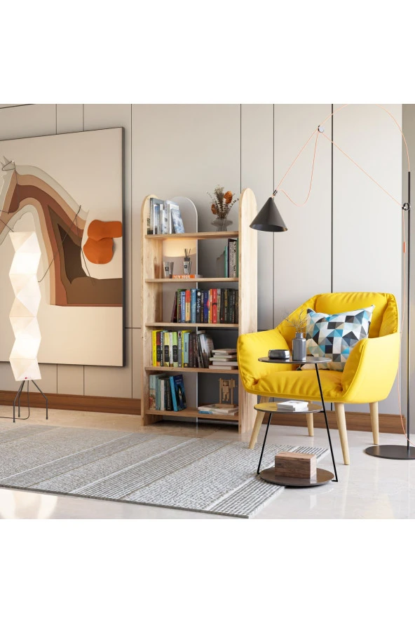 Limnizza Dekoratif 5 Raflı Kitaplık Modern Kitaplık Kütüphane Organizer - 3