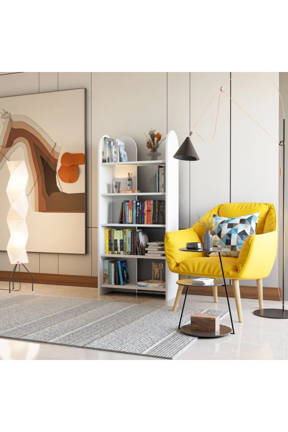 Limnizza Dekoratif 5 Raflı Kitaplık Modern Kitaplık Kütüphane Organizer - 3