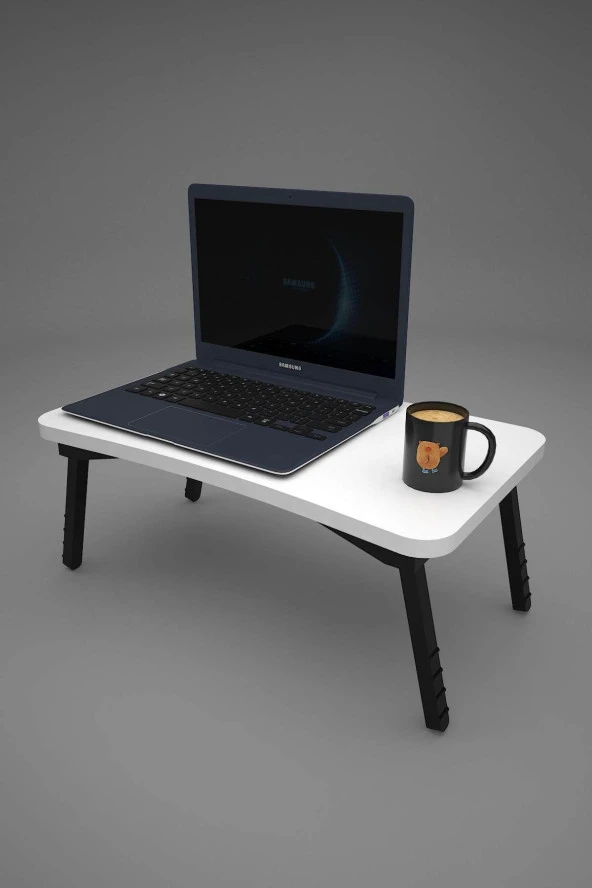 Limnizza Laptop Sehpası Seyyar Kahvaltı Masası Katlanır Çalışma Sehpası Beyaz - 3
