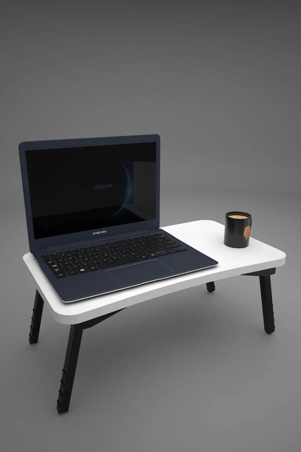 Limnizza Laptop Sehpası Seyyar Kahvaltı Masası Katlanır Çalışma Sehpası Beyaz - 4