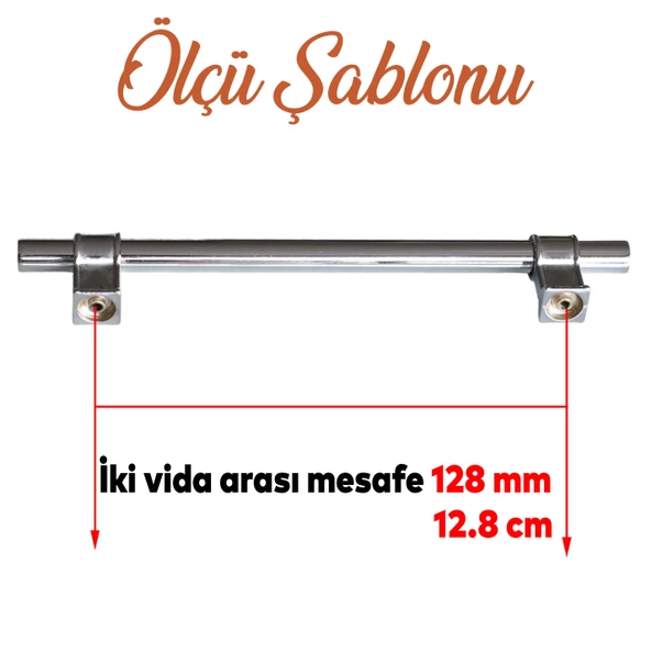 Hisar Krom Düz Metal Kulp Kulpu 128 mm Mobilya Çekmece Mutfak Dolabı Dolap Kulpları Kulbu - 2
