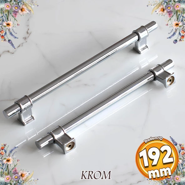 Hisar Krom Düz Metal Kulp 192 mm Mobilya Çekmece Mutfak Dolabı Dolap Kulpları kulpu Kulbu