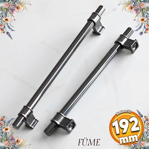 Hisar Füme Düz Metal Kulp Kulpu 192 mm Mobilya Çekmece Mutfak Dolabı Dolap Kulpları Kulbu
