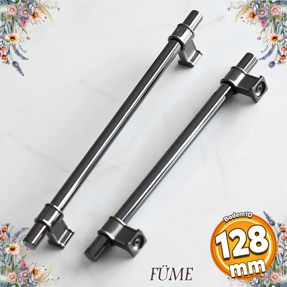Hisar Füme Düz Metal Kulp kulpu 128 mm Mobilya Çekmece Mutfak Dolabı Dolap Kulpları Kulbu