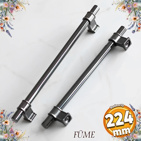 Hisar Füme Düz Metal Kulp Kulpu 224 mm Mobilya Çekmece Mutfak Dolabı Dolap Kulpları Kulbu
