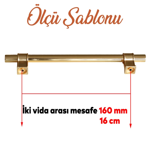 Hisar Altın Gold Düz Metal Kulp Kulbu 160 mm Çekmece Mobilya Mutfak Dolabı Dolap Kulpları Kulbu - 2