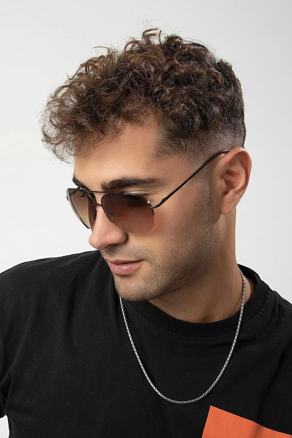 Mod Pilot Midi Mavi Lens Siyah Kadın Güneş Gözlüğü - Resim 2