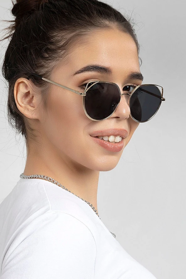 Polarize Aviator Damla Gold-Siyah Kadın Güneş Gözlüğü ürün görseli