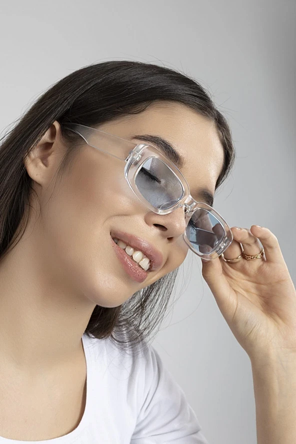 Kare Stil İki Noktalı Retro Kadın Güneş Gözlüğü - Resim 2