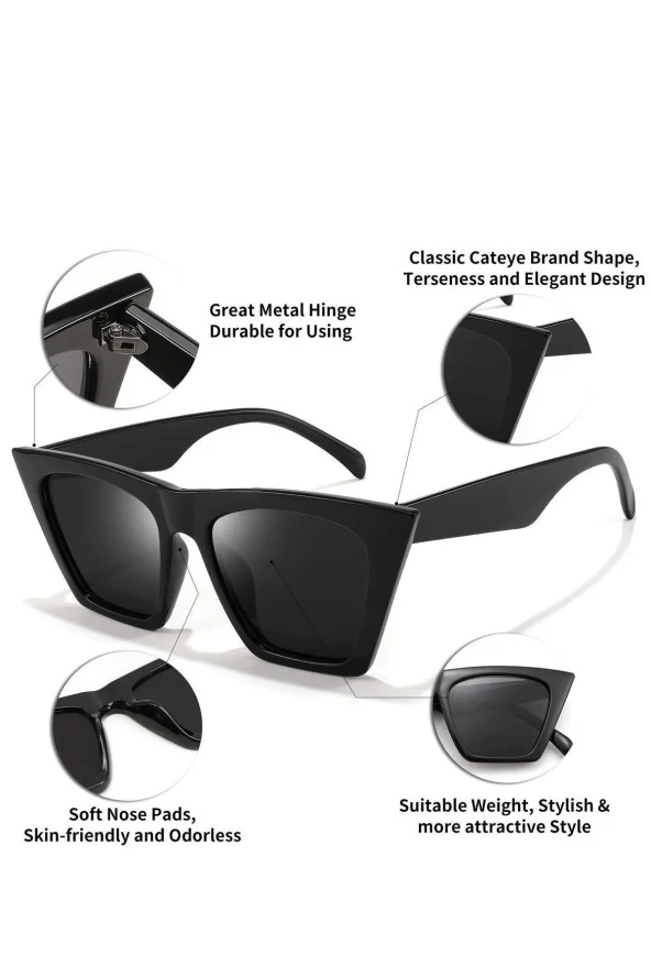 Wayfarer Eğimli Unisex Güneş Gözlüğü - Resim 5