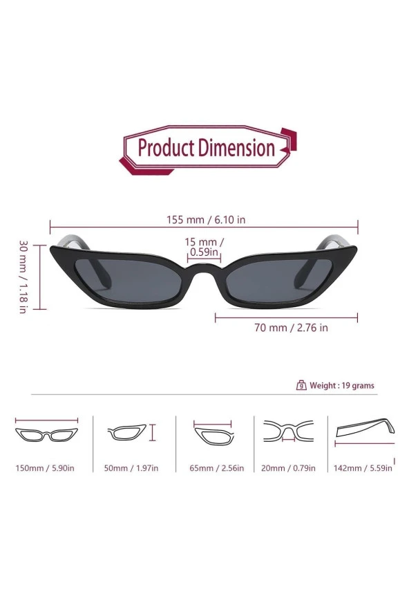 Anahtar Model Füme Kadın Güneş Gözlüğü - Resim 2