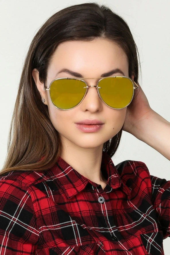 Gold Detaylı Leopar Desenli Büyük Kasa Kadın Güneş Gözlüğü ürün görseli