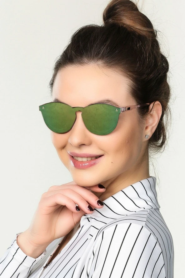 Siyah Geometrik Kadın Güneş Gözlüğü - Resim 2