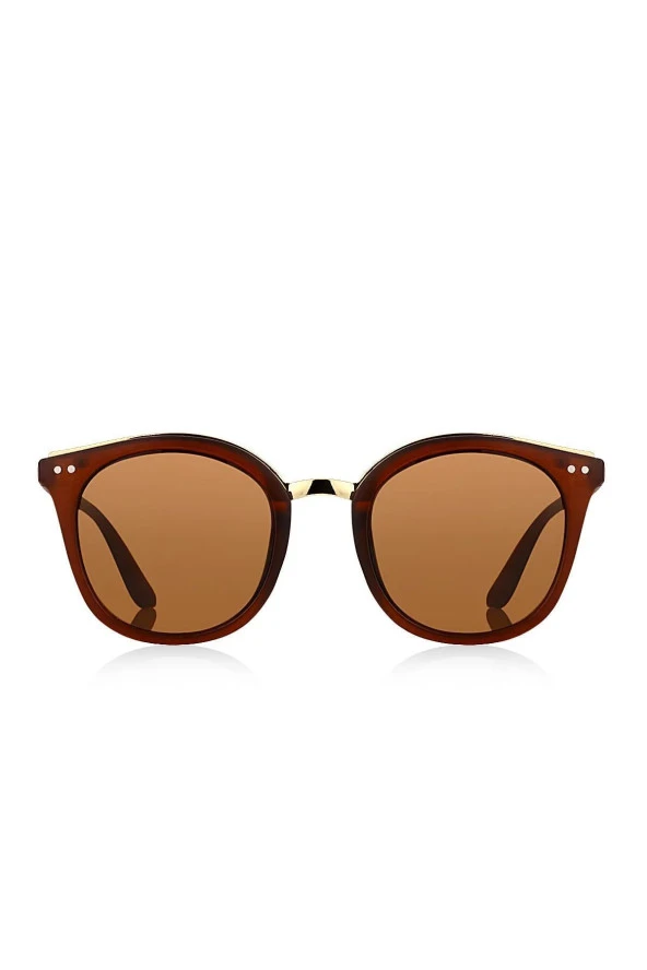 Kahverengi Camlı Metal Çerçeveli Küçük Dikdörtgen Retro Kadın Güneş Gözlüğü - Resim 2