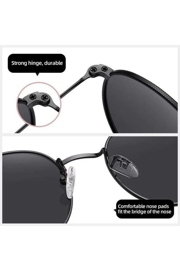 Gold Metal Çerçeveli Kırmızı Camlı Beşgen Retro Kadın Güneş Gözlüğü - Resim 5