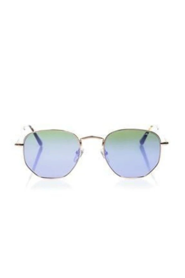 Sarı Metal Çerçeveli Küçük Oval Retro Güneş Gözlüğü ürün görseli