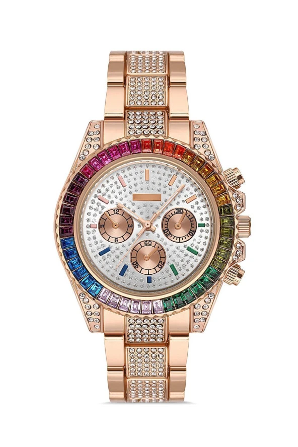 Renkli Tasarım Taşlı Kadın Kol Saati - Resim 2