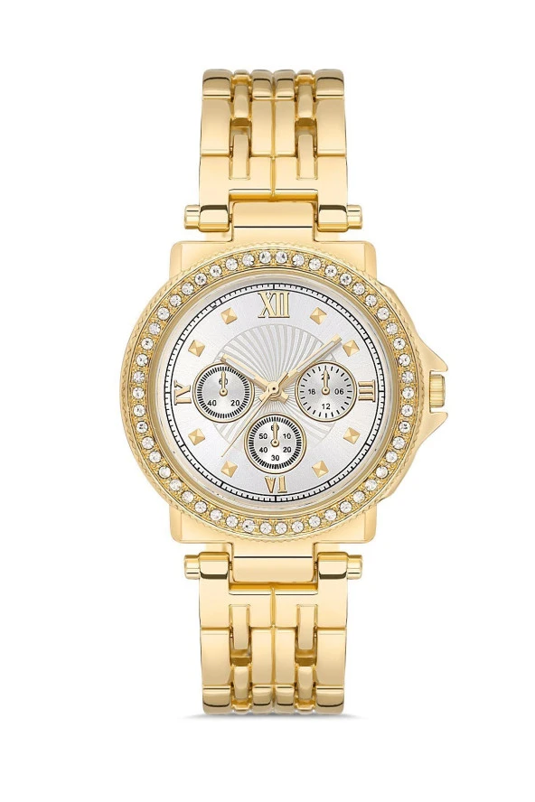 Dekoratif Kadran Taşlı Tasarım Metal Kordon Kadın Kol Saati - 2