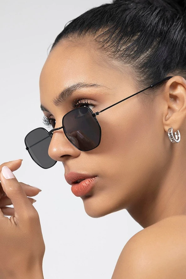 Kahverengi Camlı Metal Çerçeveli Küçük Cat Eye Kadın Güneş Gözlüğü - 5