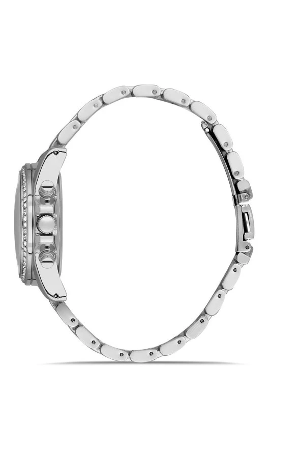 Taşlı Tasarım Dekoratif Kadran Şık Gümüş Kadın Kol Saati - 4