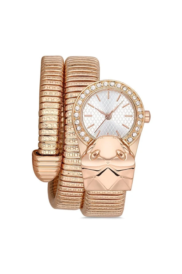 Yılan Figürlü Rose Metal Kadın Kol Saati - Resim 2