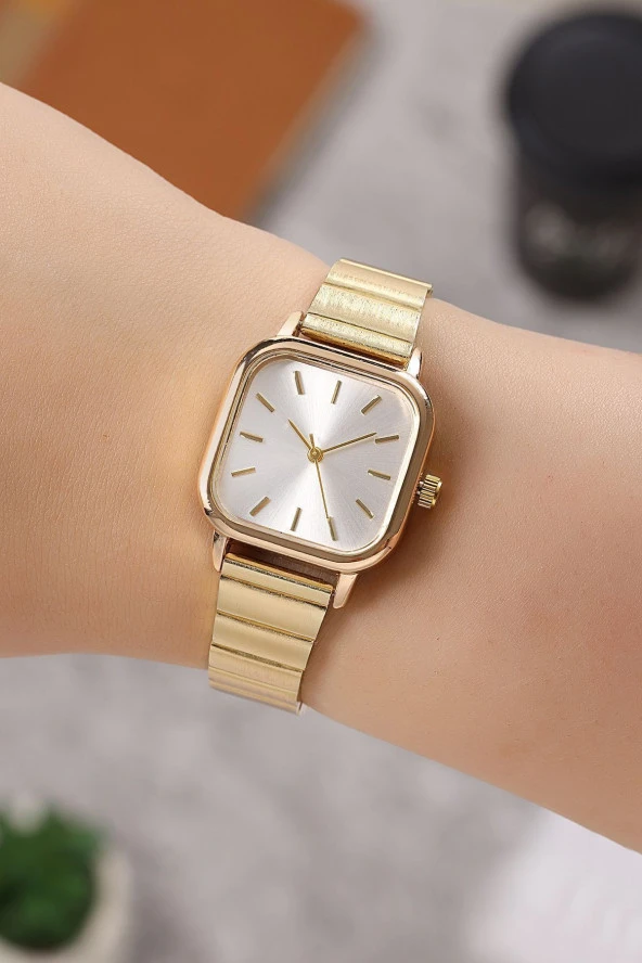 Minimal Retro Ayarlanabilir Kordon Gold-beyaz Renk Kadın Kol Saati ürün görseli