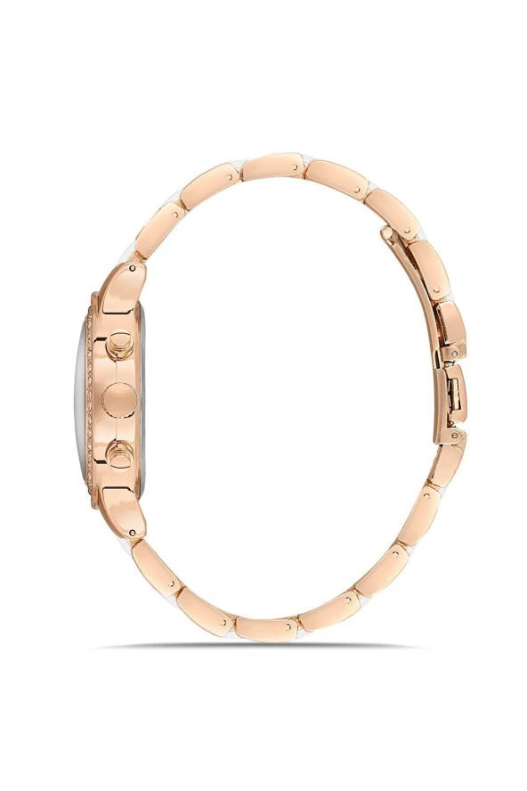 Beyaz Taşlı Dekoratif Kadran Şık Kadın Kol Saati - 4