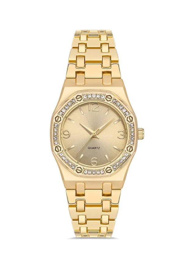 Taşlı Geometrik Kadran Kadın Kol Saati - Resim 2