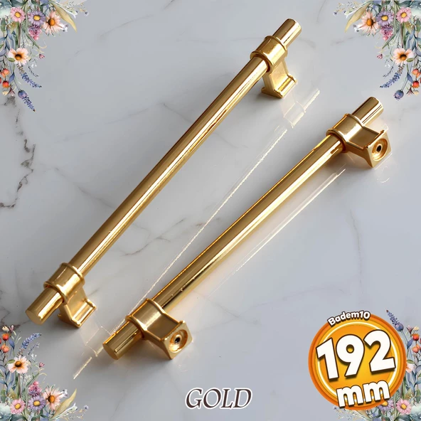 Hisar Altın Gold Düz Metal Kulp Kulpu 192 mm Çekmece Mobilya Mutfak Dolabı Dolap Kulpları Kulbu