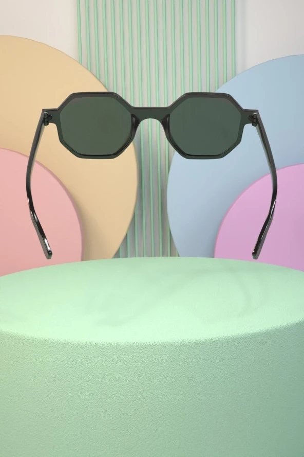 Octagon Retro Tasarım Leopar Sekizgen Unisex Güneş Gözlüğü - 3