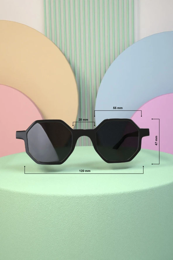 Octagon Retro Tasarım Leopar Sekizgen Unisex Güneş Gözlüğü - 5