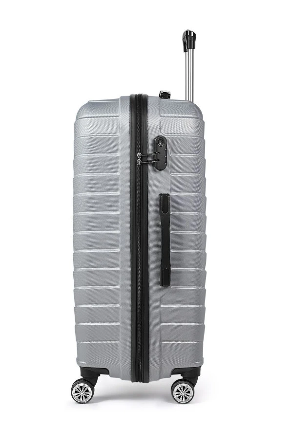 Gri Valiz Seti  %100 Abs 3'lü Set(KABİN-ORTA-BÜYÜK BOY) - 4