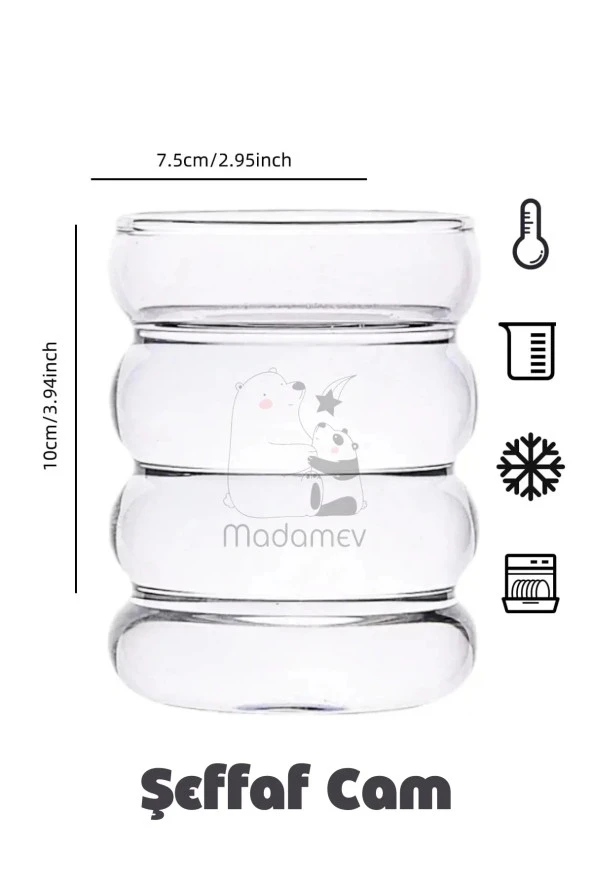 2li Halka Şekli Pipetli Kokteyl Cam Bardak Seti İskandinav Tarz Kahve Latte Sunum Bardağı 340 ml - 5