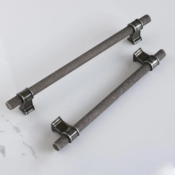 Hisar Eskitme Antik Gümüş Metal 160 mm Tırtık Mobilya Mutfak Çekmece Dolap Kulpu Kulbu Kulpları - 3