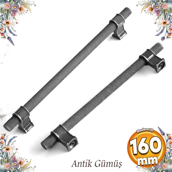 Hisar Eskitme Antik Gümüş Metal 160 mm Tırtık Mobilya Mutfak Çekmece Dolap Kulpu Kulbu Kulpları