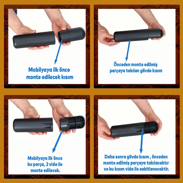 Kapsül Mobilya Yükseltici Sehpa Kanepe TV Ünitesi Koltuk Ayağı Baza Ayakları Mat Siyah 15 cm - Resim 5