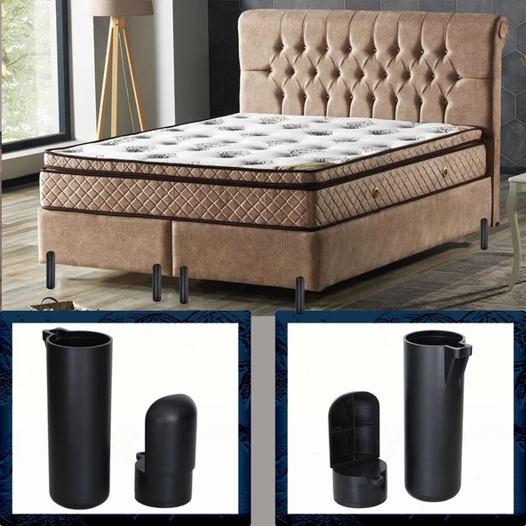 Kapsül Mobilya Yükseltici Sehpa Kanepe TV Ünitesi Koltuk Ayağı Baza Ayakları Mat Siyah 15 cm - Resim 7