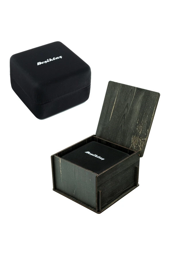 BJK KS 101 Beşiktaş Orijinal Erkek Kol Saati Siyah Deri Kordonlu Hediyelik Ahşap Kutulu - 7