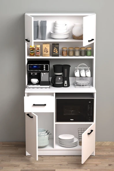 Moonlife Mocha Çok Amaçlı Kahve Köşesi Dolabı Beyaz - 3