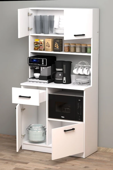 Moonlife Mocha Çok Amaçlı Kahve Köşesi Dolabı Beyaz - 4
