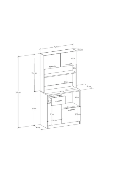 Moonlife Mocha Çok Amaçlı Kahve Köşesi Dolabı Beyaz - 8