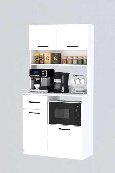 Moonlife Mocha Çok Amaçlı Kahve Köşesi Dolabı Beyaz - 5