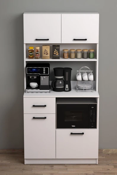 Moonlife Mocha Çok Amaçlı Kahve Köşesi Dolabı Beyaz