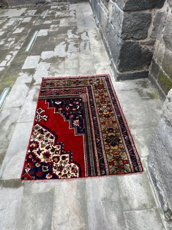 124x195 cm El Dokuma Eski Türk Kilim %100 Yün Büyük Boy Anadolu Kilim