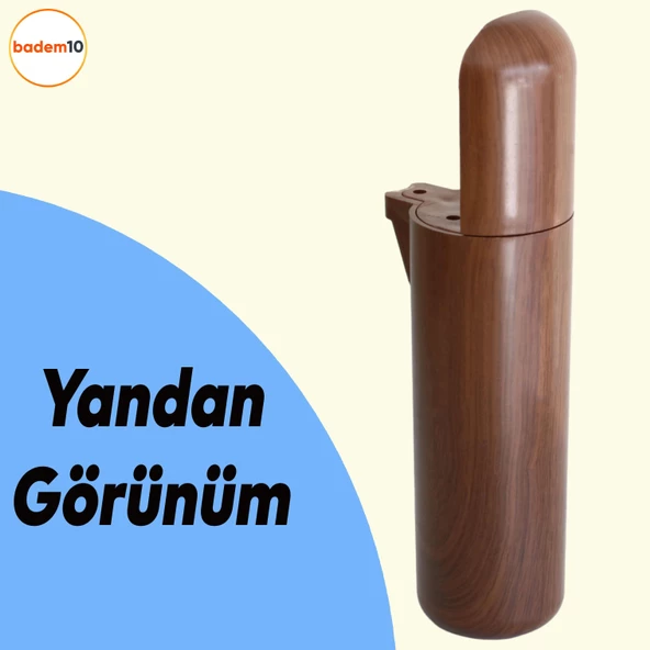 Kapsül Mobilya Kanepe TV Ünitesi Koltuk Ayağı Baza Ayakları Ahşap Desenli Kahverengi Ceviz 15 cm - Resim 3