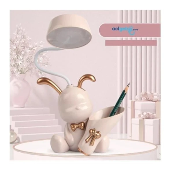 Dekoratif Usb Şarjlı Çocuk Bebek Odası Tavşan Masa Lambası ve Kalemlik - 3