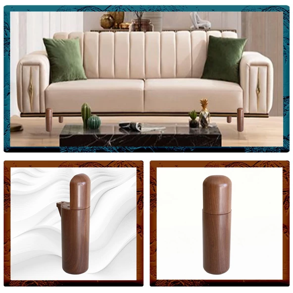 Kapsül Mobilya Kanepe Tv Ünitesi Koltuk Ayağı Konsol Ayakları Ahşap Desenli Kahverengi Ceviz 18 Cm - Resim 6