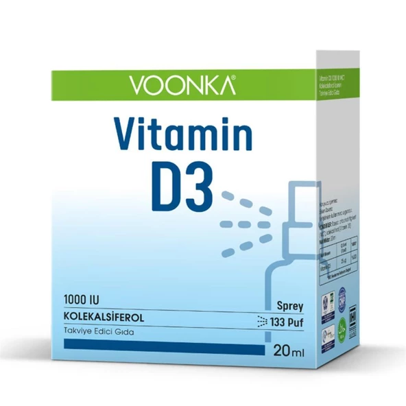 Voonka Vitamin D3 1000 IU Takviye Edici Gıda 20 ml ürün görseli 1