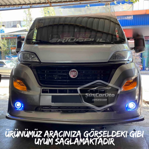 Fiat Ducato Uyumlu Üniversal Mercekli Angel Sis Farı Metal Su Geçirmez 76 mm Buz Mavi Halkalı Gündüz Farı Angel Eyes 2 Adet - 3